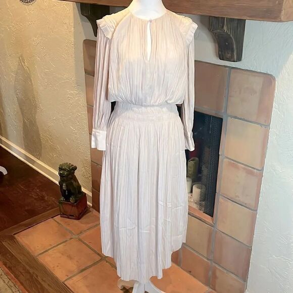 Joie Rheia pleated polyester midi dress, size XS! NWT!